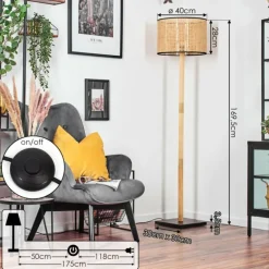 Ramila Lampadaire Écru, Noir, 1 lumière