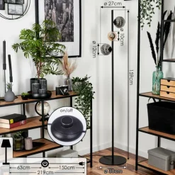 Remaisnil Lampadaire Ambre, Fumé, 3 lumières