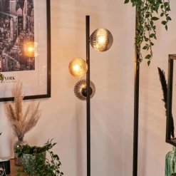 Remaisnil Lampadaire Ambre, Fumé, 3 lumières