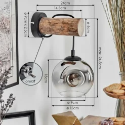 Ripoll Applique murale Écru, Noir, 1 lumière