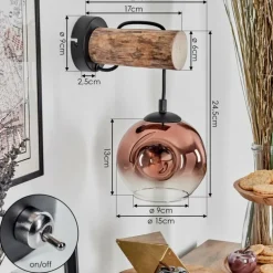 Ripoll Applique murale Écru, Noir, 1 lumière