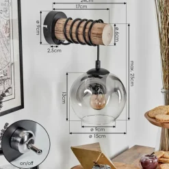 Ripoll Boule lumineuse, Applique murale Écru, Noir, 1 lumière