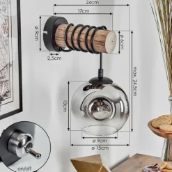 Ripoll Boule lumineuse, Applique murale Écru, Noir, 1 lumière