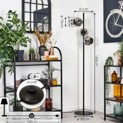 Ripoll Lampadaire Chrome, Fumé, 3 lumières