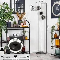 Ripoll Lampadaire Chrome, Clair, Fumé, 3 lumières