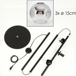 Ripoll Lampadaire Chrome, Clair, Fumé, 3 lumières