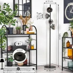 Ripoll Lampadaire Chrome, Clair, Fumé, 4 lumières