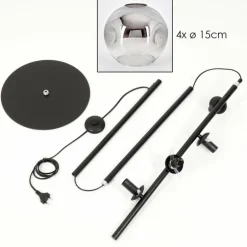 Ripoll Lampadaire Chrome, Clair, Fumé, 4 lumières