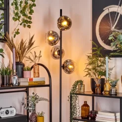 Ripoll Lampadaire Chrome, Clair, Fumé, 4 lumières