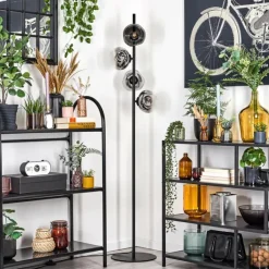 Ripoll Lampadaire Chrome, Clair, Fumé, 4 lumières