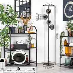 Ripoll Lampadaire Fumé, 4 lumières