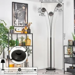 Ripoll Lampadaire Noir, 3 lumières