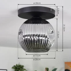 Ripoll Plafonnier, Boule lumineuse Fumé, 1 lumière