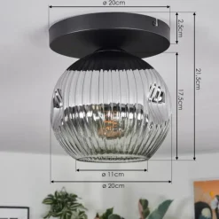 Ripoll Plafonnier, Boule lumineuse Chrome, Clair, Fumé, 1 lumière