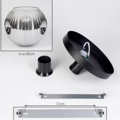 Ripoll Plafonnier, Boule lumineuse Chrome, Clair, Fumé, 1 lumière