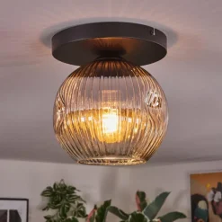 Ripoll Plafonnier, Boule lumineuse Chrome, Clair, Fumé, 1 lumière