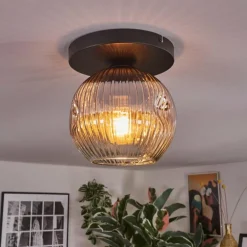 Ripoll Plafonnier, Boule lumineuse Chrome, Clair, Fumé, 1 lumière