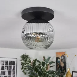 Ripoll Plafonnier, Boule lumineuse Chrome, Clair, Fumé, 1 lumière