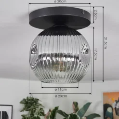 Ripoll Plafonnier, Boule lumineuse Clair, Fumé, 1 lumière