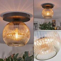 Ripoll Plafonnier, Boule lumineuse Ambre, Clair, 1 lumière