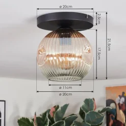 Ripoll Plafonnier, Boule lumineuse Ambre, Clair, 1 lumière