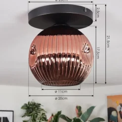 Ripoll Plafonnier, Boule lumineuse Cuivré, 1 lumière