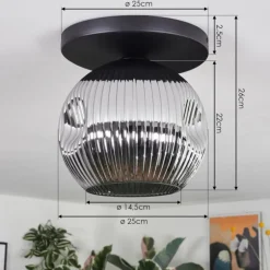Ripoll Plafonnier, Boule lumineuse Chrome, Fumé, 1 lumière
