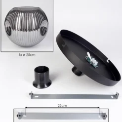 Ripoll Plafonnier, Boule lumineuse Chrome, Fumé, 1 lumière