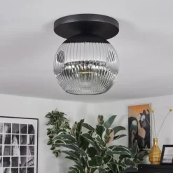 Ripoll Plafonnier, Boule lumineuse Chrome, Clair, Fumé, 1 lumière