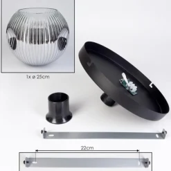 Ripoll Plafonnier, Boule lumineuse Chrome, Clair, Fumé, 1 lumière