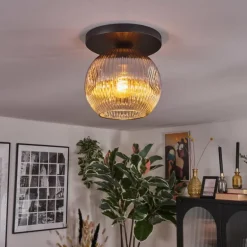 Ripoll Plafonnier, Boule lumineuse Chrome, Clair, Fumé, 1 lumière