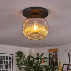 Ripoll Plafonnier, Boule lumineuse Chrome, Clair, Fumé, 1 lumière