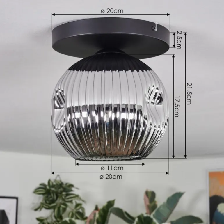 Ripoll Plafonnier, Boule lumineuse Chrome, Fumé, 1 lumière