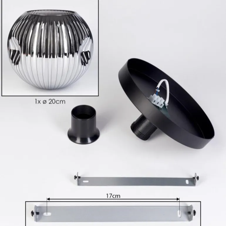 Ripoll Plafonnier, Boule lumineuse Chrome, Fumé, 1 lumière