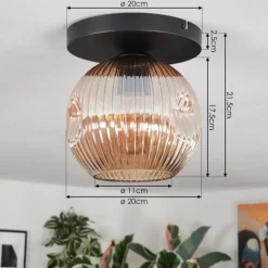 Ripoll Plafonnier, Boule lumineuse Ambre, 1 lumière