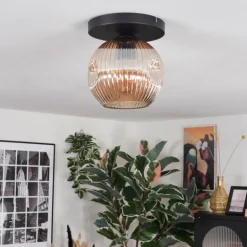 Ripoll Plafonnier, Boule lumineuse Ambre, 1 lumière