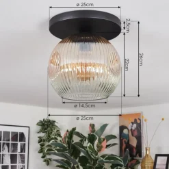 Ripoll Plafonnier, Boule lumineuse Ambre, Clair, 1 lumière