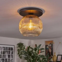 Ripoll Plafonnier, Boule lumineuse Ambre, Clair, 1 lumière