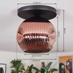 Ripoll Plafonnier, Boule lumineuse Cuivré, 1 lumière