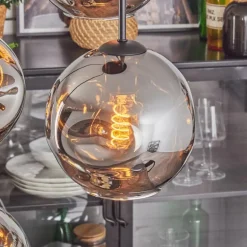 Ripoll Suspension, Boule lumineuse, Suspension Chrome, Fumé, 4 lumières