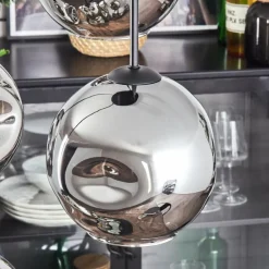 Ripoll Suspension, Boule lumineuse, Suspension Chrome, Fumé, 4 lumières