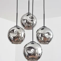 Ripoll Suspension, Boule lumineuse, Suspension Chrome, Fumé, 4 lumières