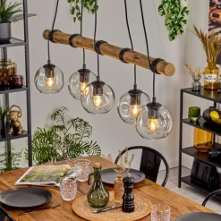 Ripoll Suspension, Boule lumineuse, Suspension Écru, Noir, 5 lumières