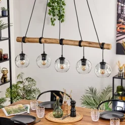 Ripoll Suspension, Boule lumineuse, Suspension Écru, Noir, 5 lumières