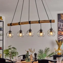 Ripoll Suspension, Boule lumineuse, Suspension Écru, Noir, 5 lumières