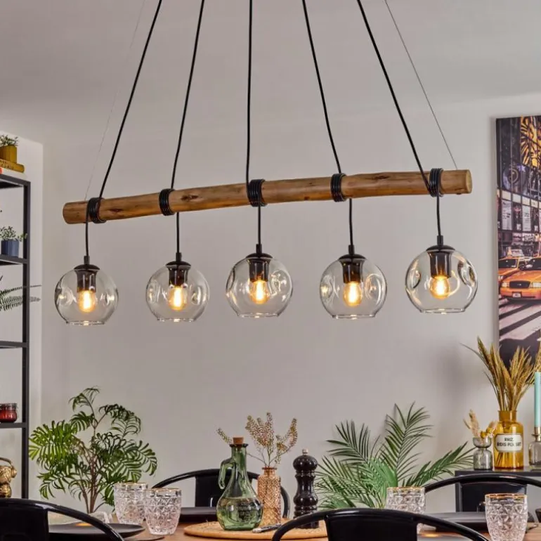 Ripoll Suspension, Boule lumineuse, Suspension Écru, Noir, 5 lumières