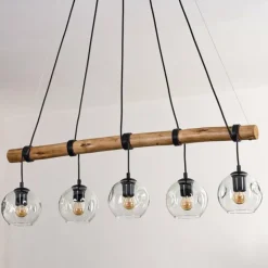 Ripoll Suspension, Boule lumineuse, Suspension Écru, Noir, 5 lumières