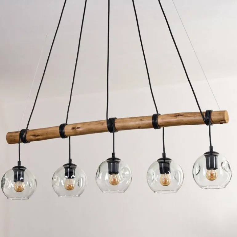 Ripoll Suspension, Boule lumineuse, Suspension Écru, Noir, 5 lumières