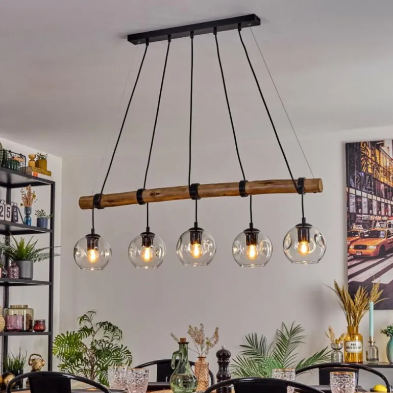 Ripoll Suspension, Boule lumineuse, Suspension Écru, Noir, 5 lumières