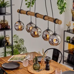 Ripoll Suspension, Boule lumineuse, Suspension Écru, Noir, 5 lumières